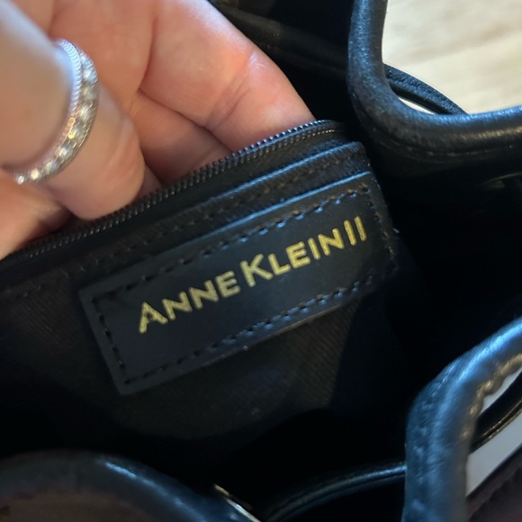 Anne Klein Black Leather Bucket Bag - Picture 5 of 10